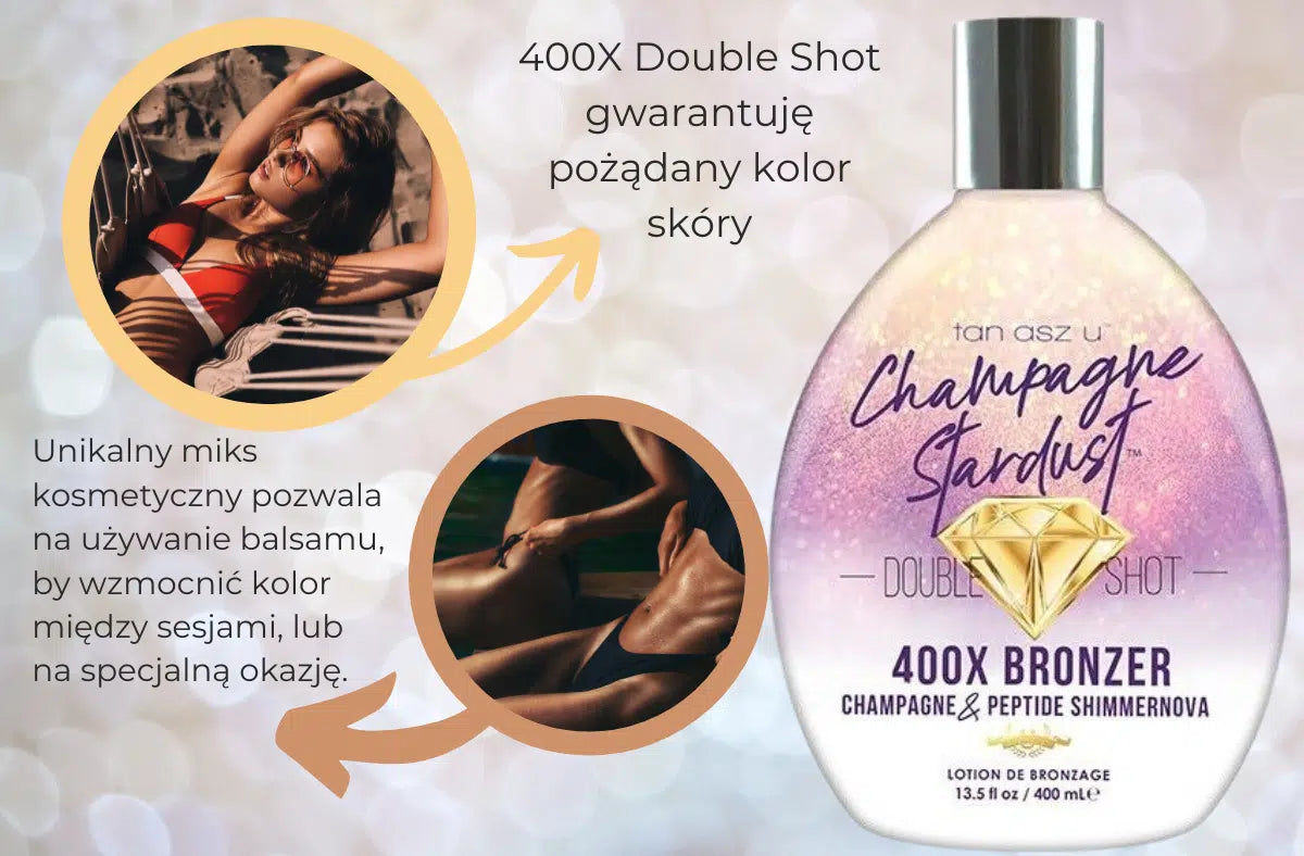Champagne Stardust Double Shot 400X Bronzer Champagne & Peptide Shimmernova 13.5oz