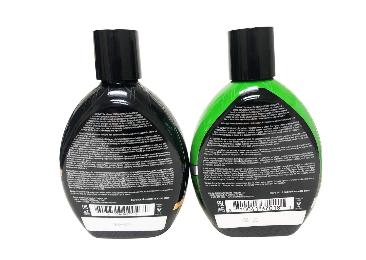 2 Pack - Millennium Tanning Solid Black Special Reserve 200x + Millennium Tanning Solid Black Hypoallergenic Tan Maximizer w Hemp