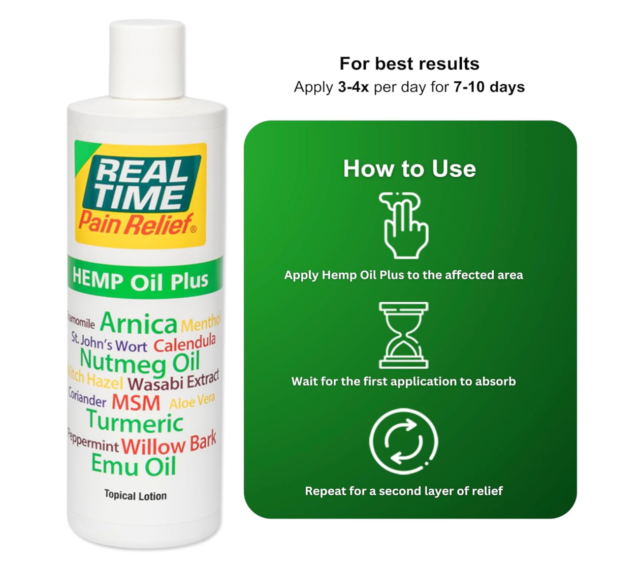 Real Time Pain Relief Hemp Oil Plus - 16oz Bottle