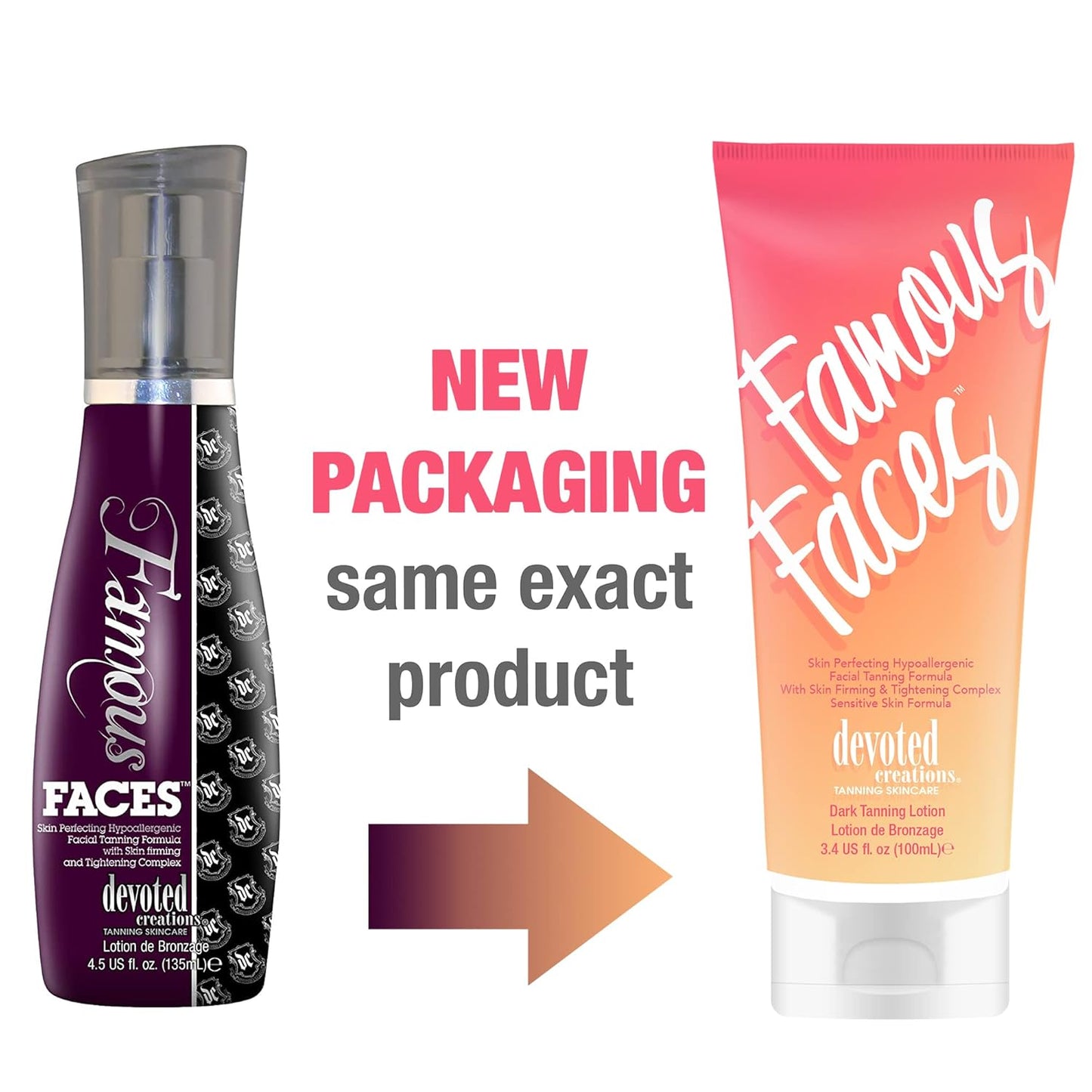 Devoted Creations Famous Faces Skin Perfecting Hypoallergenic Facial Tanning Lotion, 3.4 Fl. Oz.