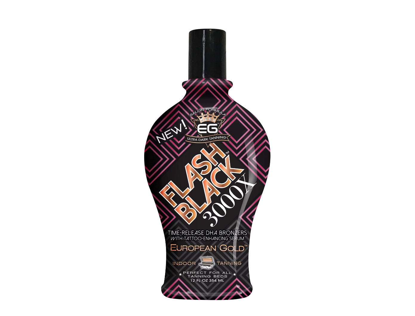 European Gold Flash Black 3000X Indoor Tanning Lotion with Time-Release DHA Bronzers, 12 oz and European Gold Flash Black 4000X Indoor Tanning Lotion 2pack