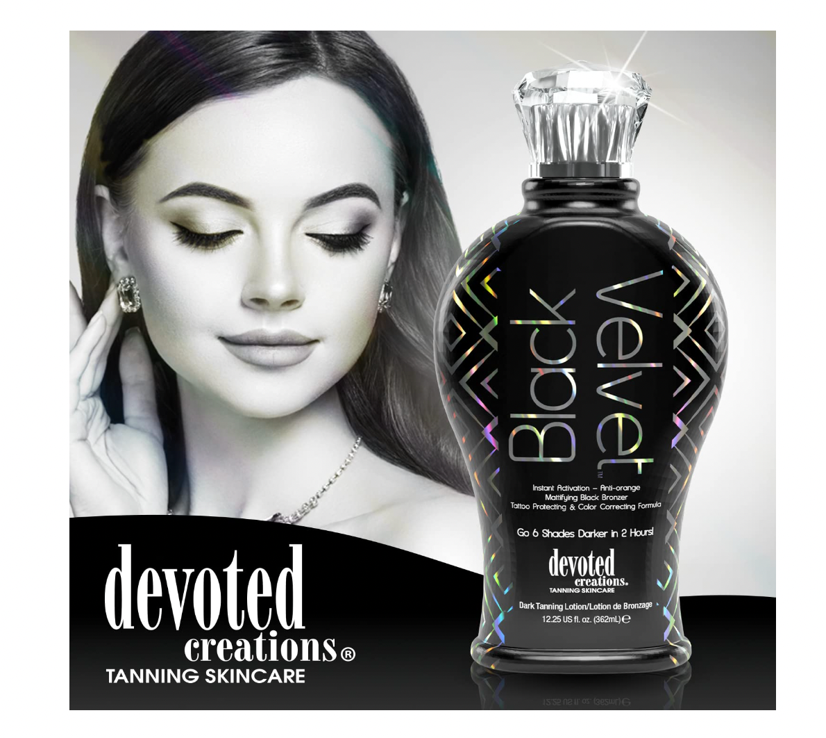Devoted Creations Black Velvet Anti-Orange Mattifying Black Bronzer Tanning Lotion 12.25 oz