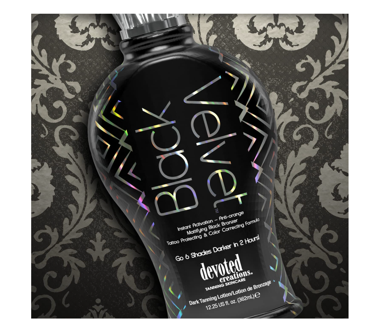 Devoted Creations Black Velvet Anti-Orange Mattifying Black Bronzer Tanning Lotion 12.25 oz