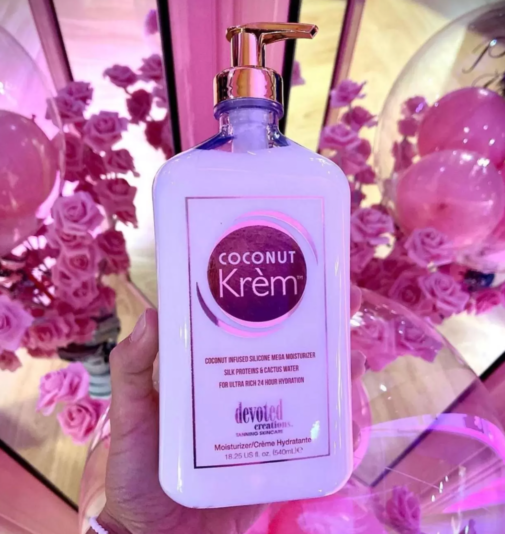 Devoted Creations Coconut Krém Moisturizer - Coconut Infused Silicone Moisturizer with Silk Proteins & Cactus Water for Ultra Rich 24 Hour Hydration 18.25 oz.