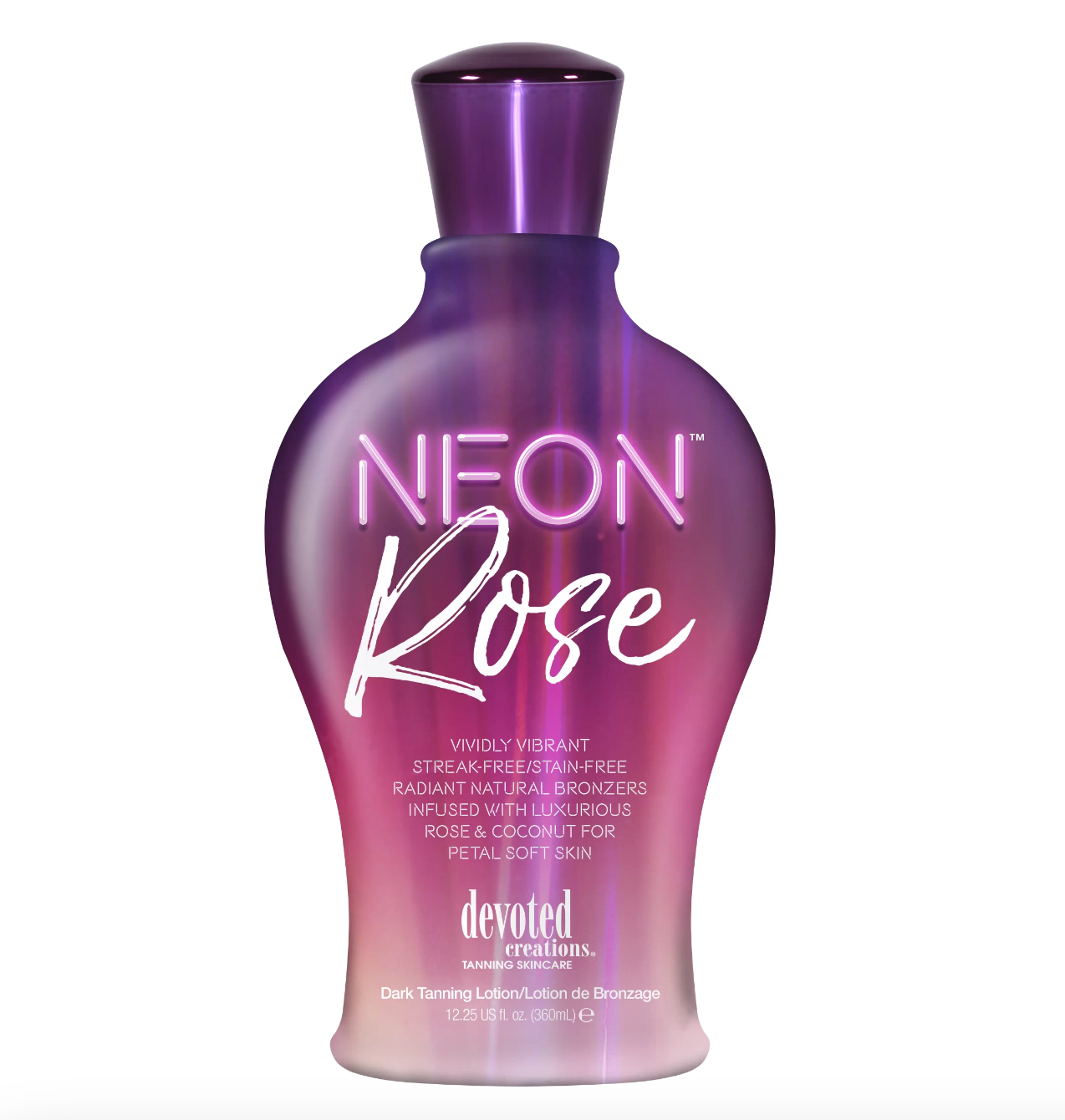 Devoted Creations Neon Rose Tanning Lotion with Natural Bronzers 12.25 oz