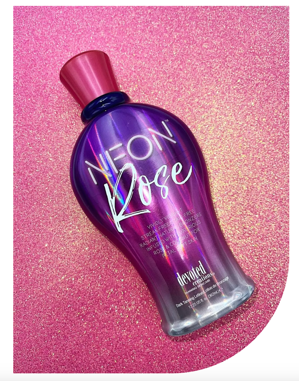 Devoted Creations Neon Rose Tanning Lotion with Natural Bronzers 12.25 oz