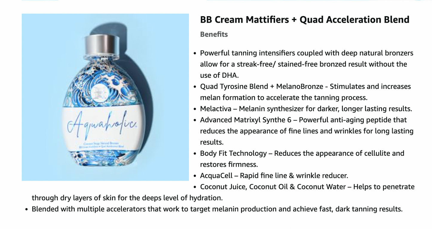 Ed Hardy Tanning Aquaholic - Coconut Surge Natural Bronzer Tanning Lotion 13.5 oz.