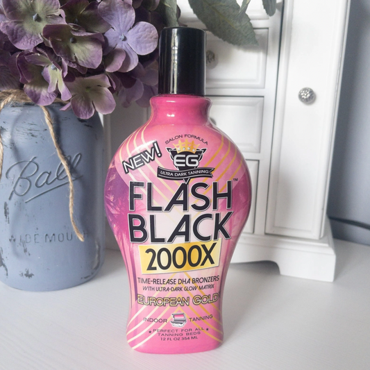 European Gold Flash Black 2000X Indoor Tanning Lotion with Time-Release DHA Bronzers, 12 Ounce