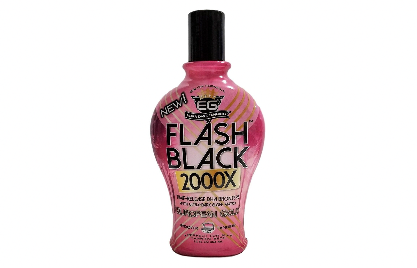 European Gold Flash Black 2000X Indoor Tanning Lotion with Time-Release DHA Bronzers, 12 Ounce