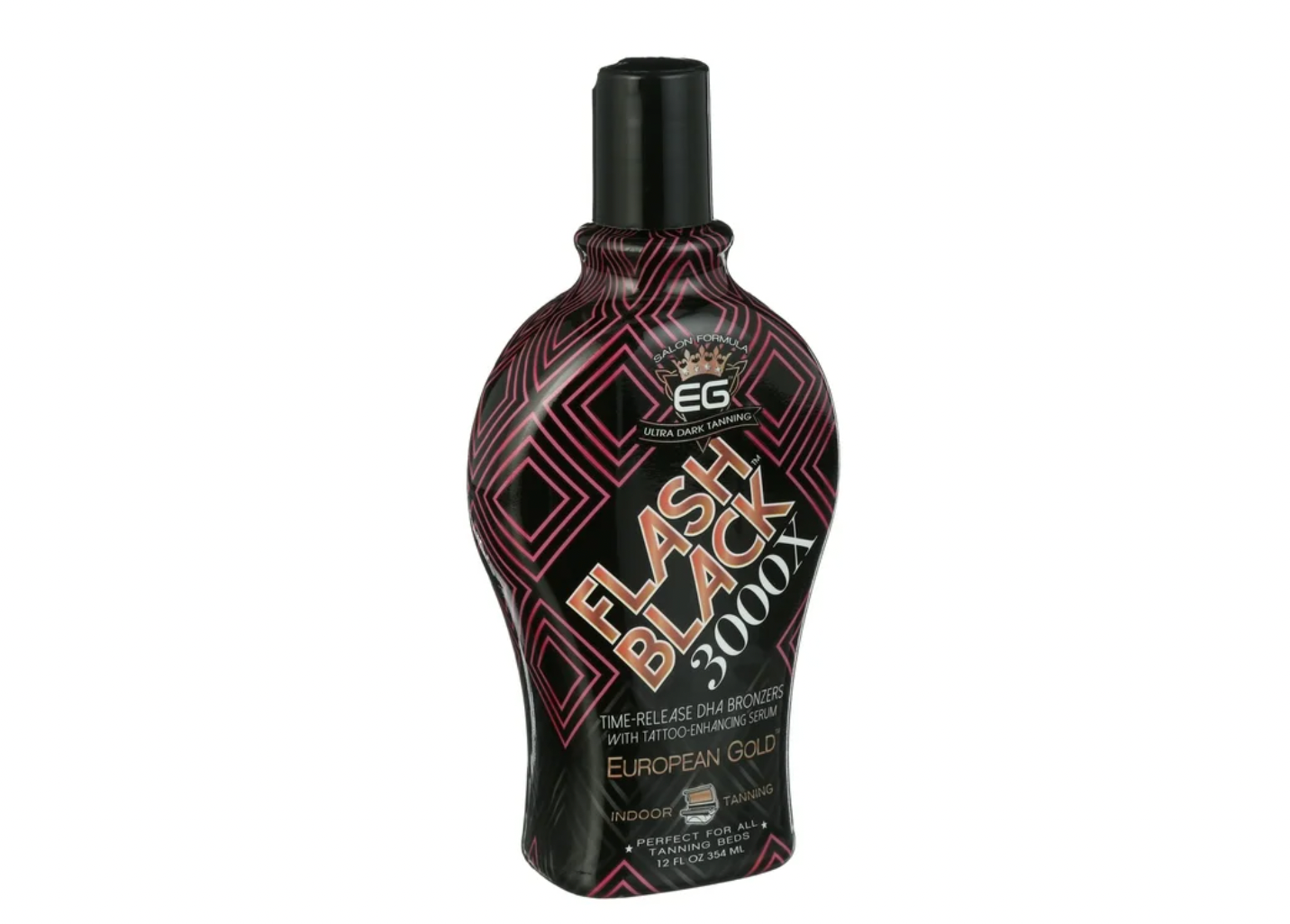 European Gold Flash Black 3000X Indoor Tanning Lotion with Time-Release DHA Bronzers, 12 oz