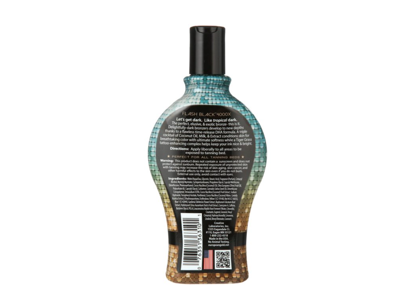 European Gold Flash Black 4000X Indoor Tanning Lotion with Time-Release DHA Bronzers, 12 oz