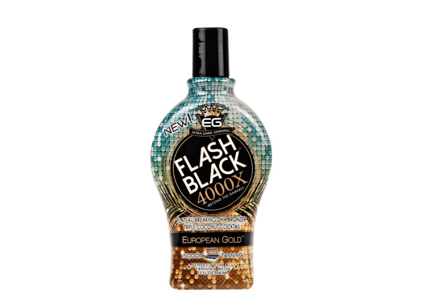 European Gold Flash Black 4000X Indoor Tanning Lotion with Time-Release DHA Bronzers, 12 oz