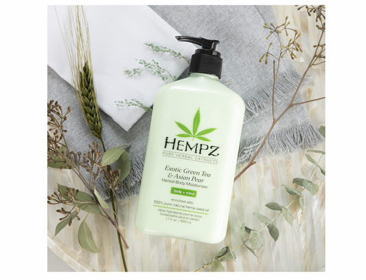 HEMPZ Body Lotion - Green Tea & Asian Pear Daily Moisturizing Cream, Shea Butter Body Moisturizer - Skin Care Products, Hemp Seed Oil - Large