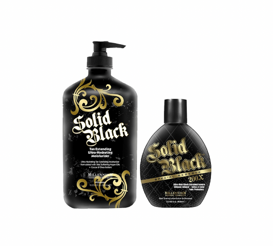 Millennium Tanning Solid Black 200X Tanning Lotion & Tan Extender Lotion, 13.50 & 18.25 Fluid Ounces