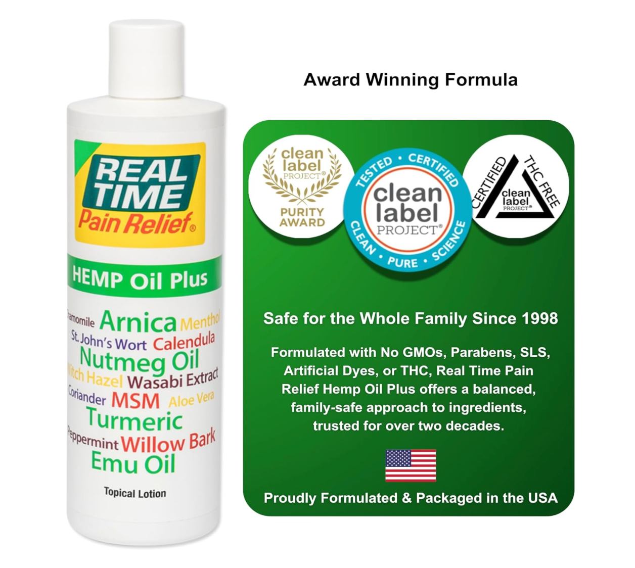 Real Time Pain Relief Hemp Oil Plus - 16oz Bottle