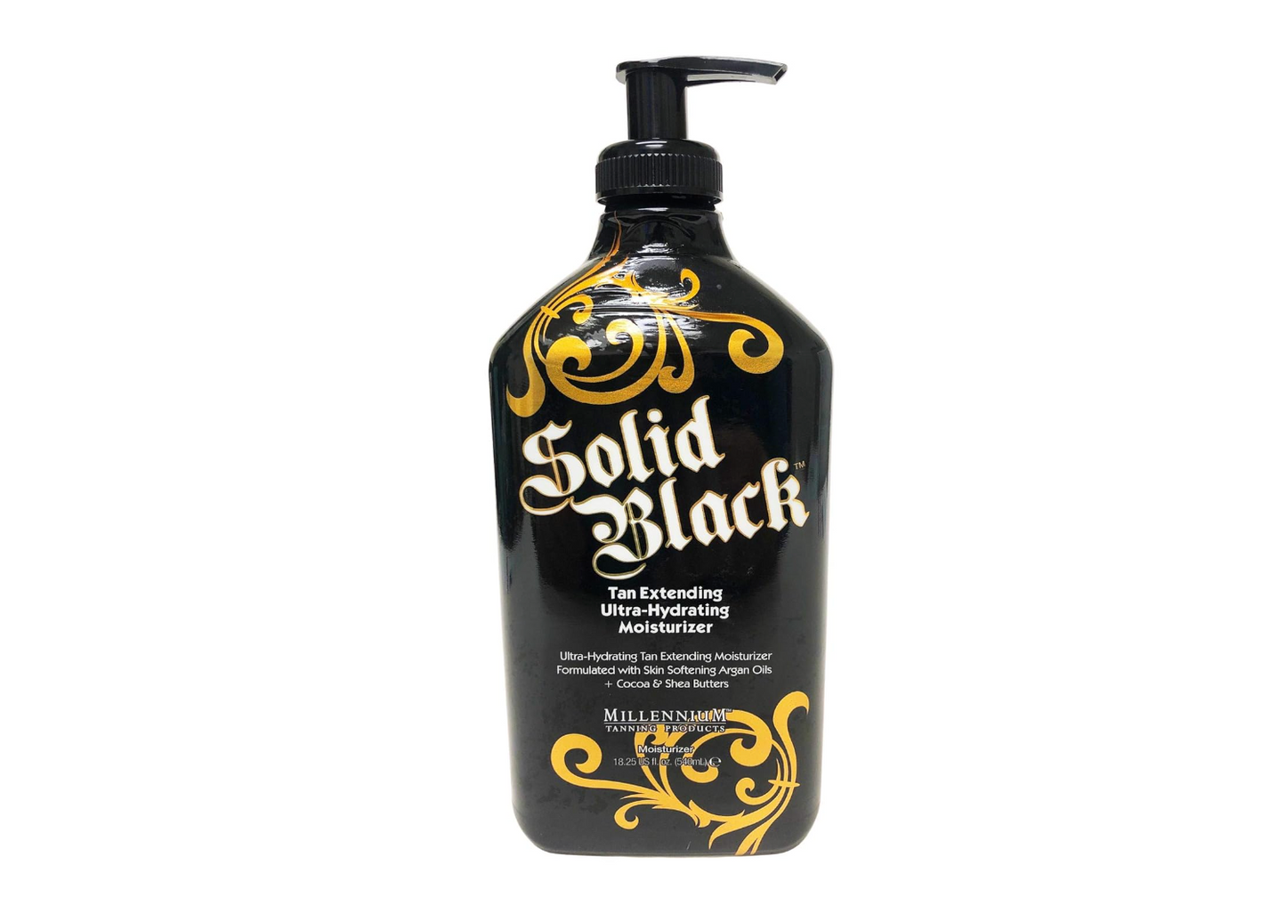 2 Pack - Millennium Tanning Solid Black Hypoallergenic Tan Maximizer w Hemp + Millennium Tanning Solid Black Tan Extender Moisturizer Lotion